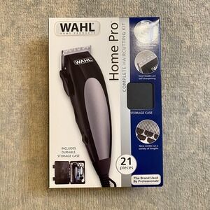 Wahl Home Pro Hair Clipper 21 Piece Haircut Kit Corded Black W/ Case 9243-2301